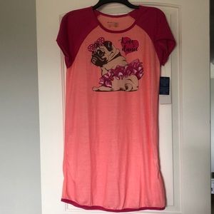 Chili Peppers Nightgown Girls Size 14 Pink‎ Orange Dog Tutu Short Sleeve NWT